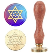 Star of David Wax Seal Stamp Moon Star Hexagonal Sealing Wax Stamps 6 Pointed Star 25mm Stamps Copper Seals Durable Removable for Envelopes Invitations Card Gift Wrapping